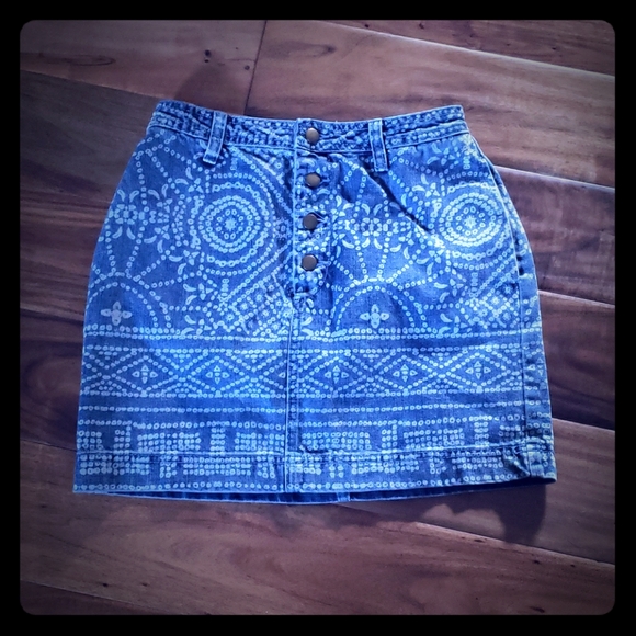 Free People printed denim mini - Picture 1 of 2
